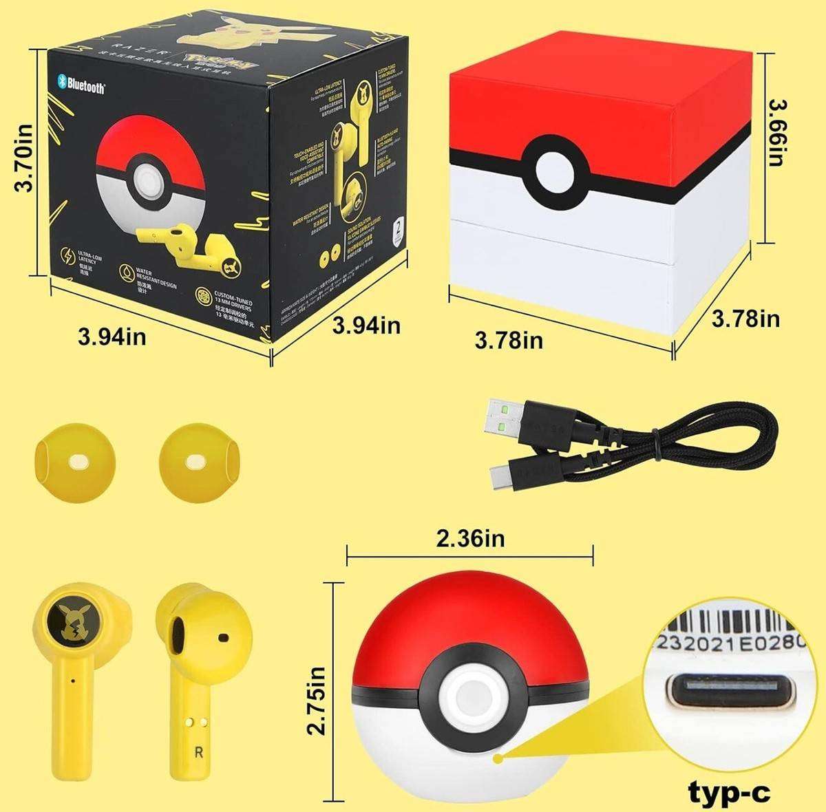 Pokemon Razer Bluetooth Earbuds(P/N RZ12-02970200-R3C1)