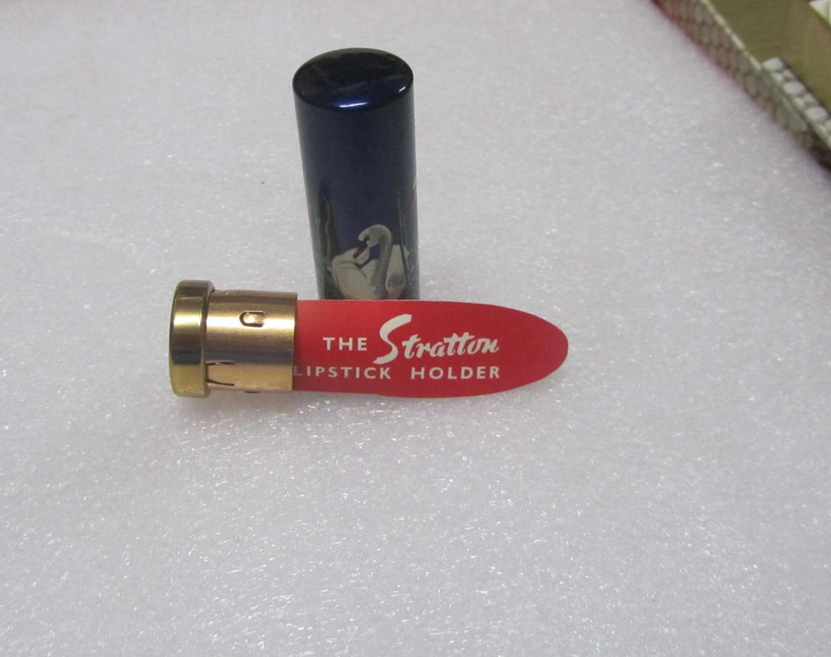 Vintage Stratton Swan Powder Compact and Lipstick Holder - unused