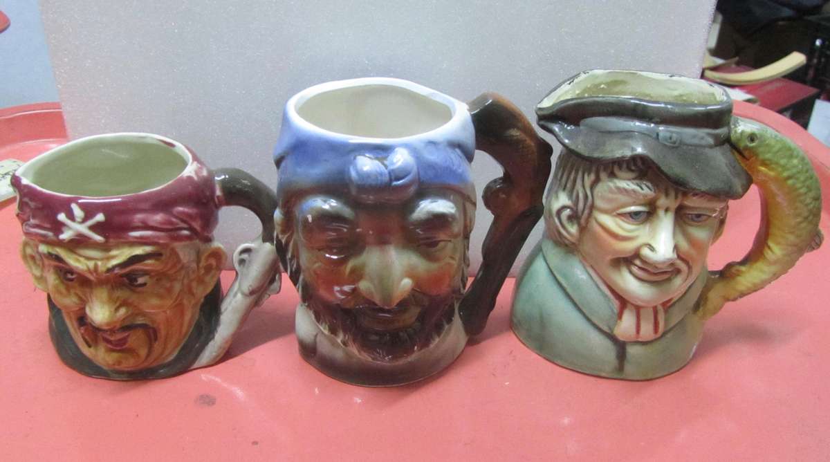 3 x Vintage Toby-style Jugs : Pirates