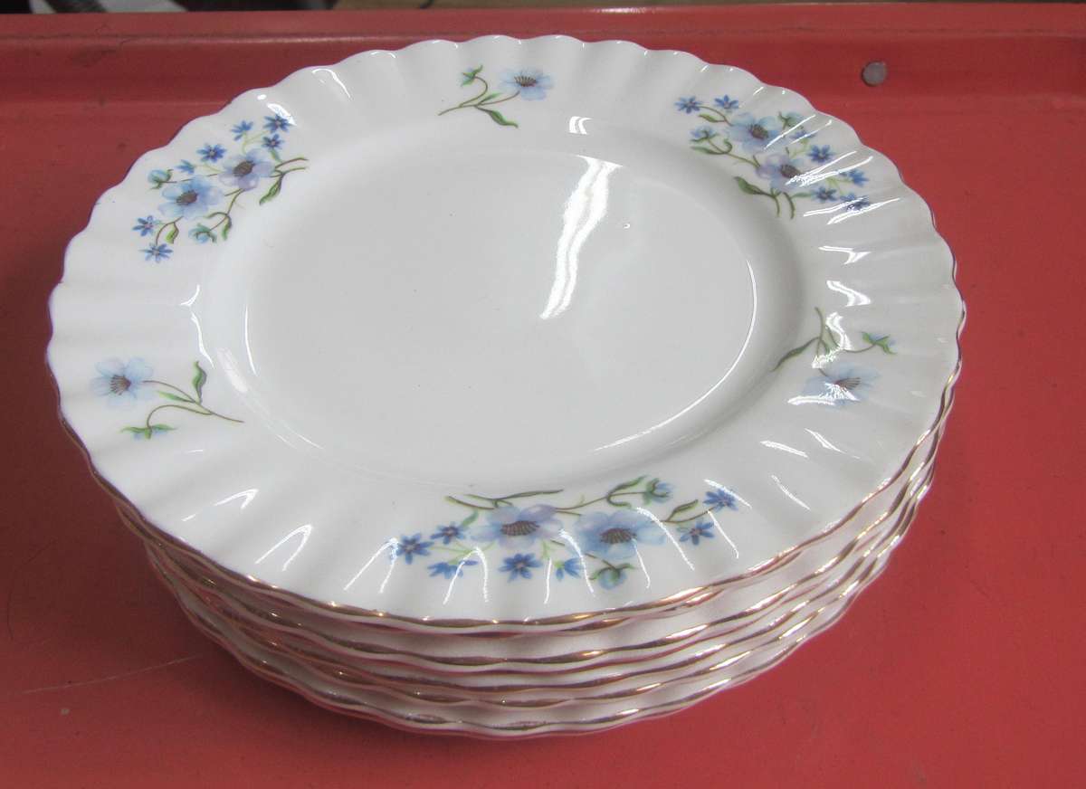 9 x Richmond Bone China ENGLAND Blue Rock Side Plates