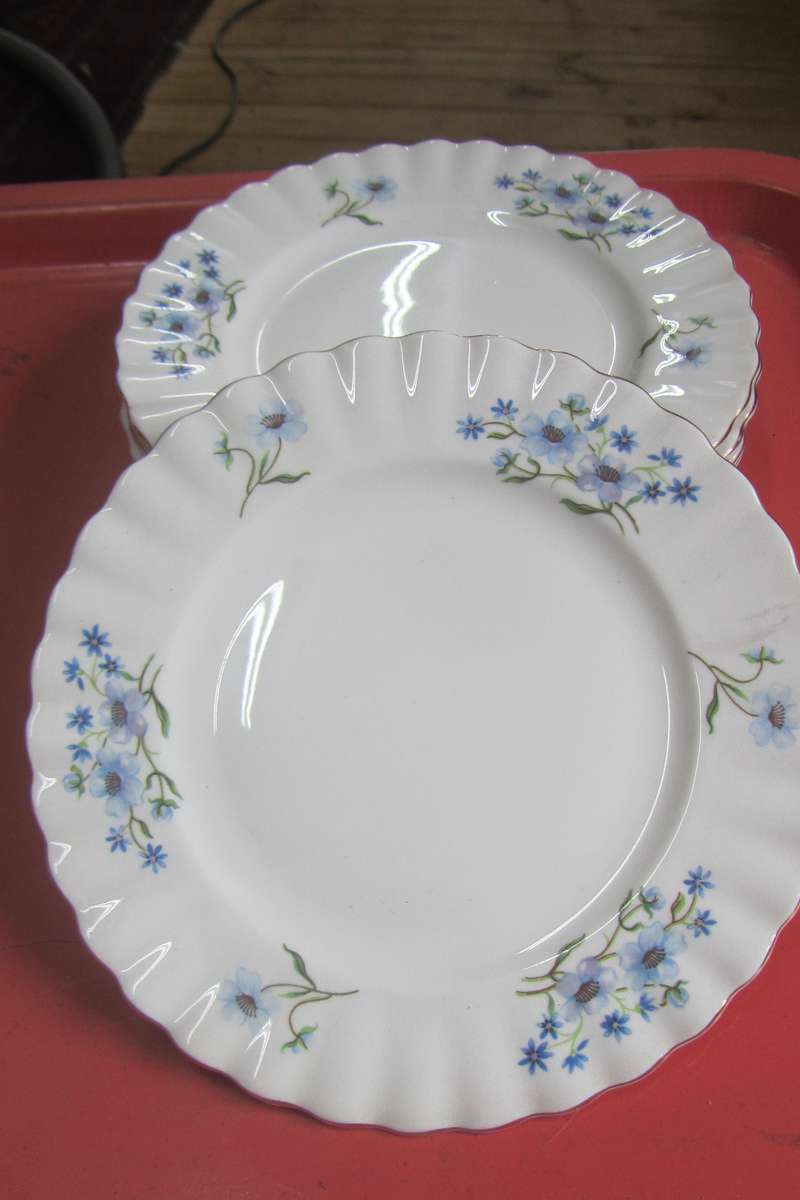 9 x Richmond Bone China ENGLAND Blue Rock Side Plates