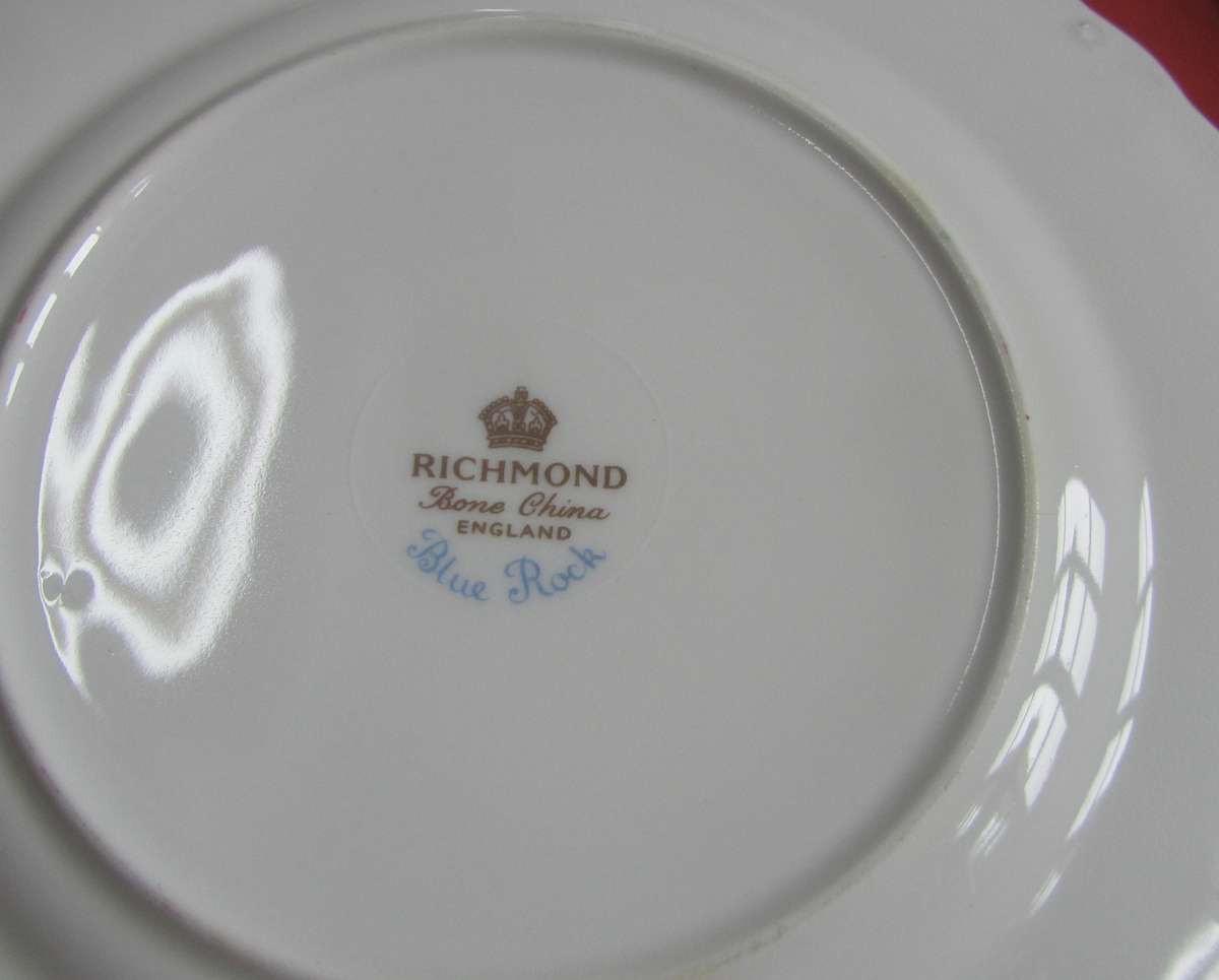 9 x Richmond Bone China ENGLAND Blue Rock Side Plates