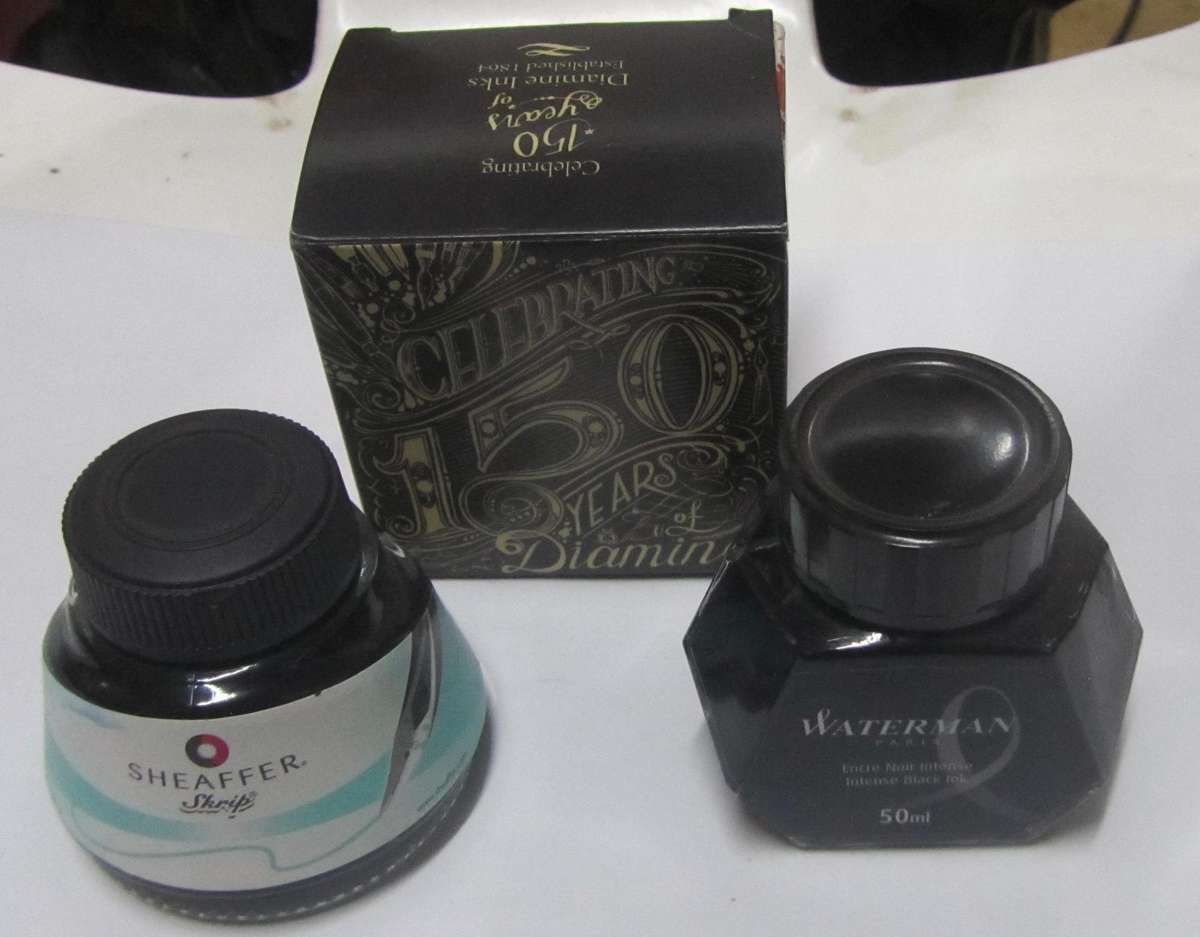 3 Bottles Fountain Pen Ink Refills - Waterman , Sheaffer & Diamine - all for one price