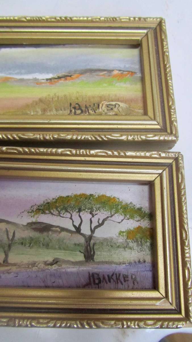 Pair of Mini Oil Paintings by J Bakker