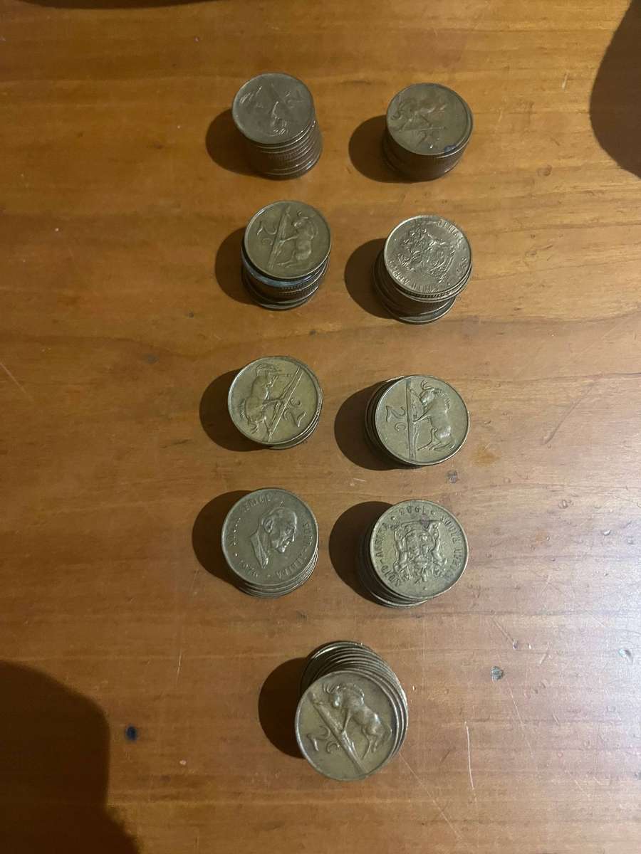 Various South Africa Coins - big 2c, small 2c and small 1c coins