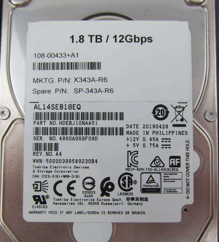 NetApp SAS HARD DISK 1.8TB, 10K RPM, 2.5" SAS 12Gbps