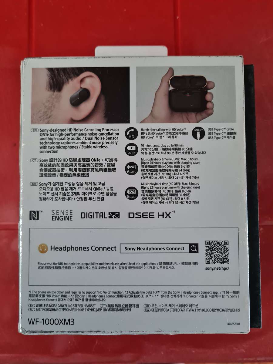 Sony wf-1000xm3 earbuds working with box
