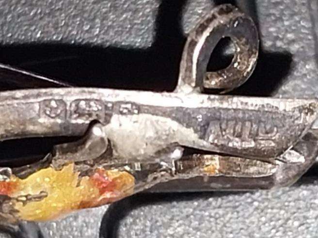 Sterling Silver Antique  Swallow Bird Wishbone Brooch Hallmark 1924