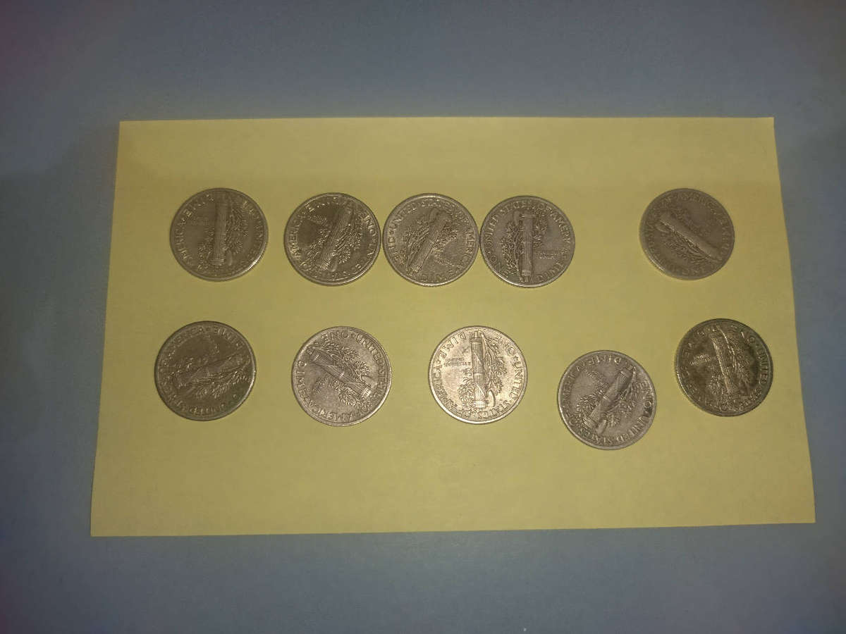 10 x USA Mercury Dimes Silver Coins 90% Silver Collectible Coins