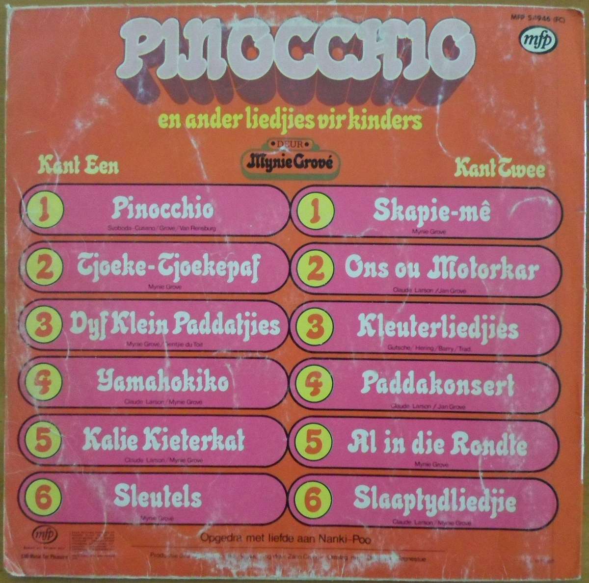 Mynie Grové - Pinocchio en Ander Liedjies vir Kinders