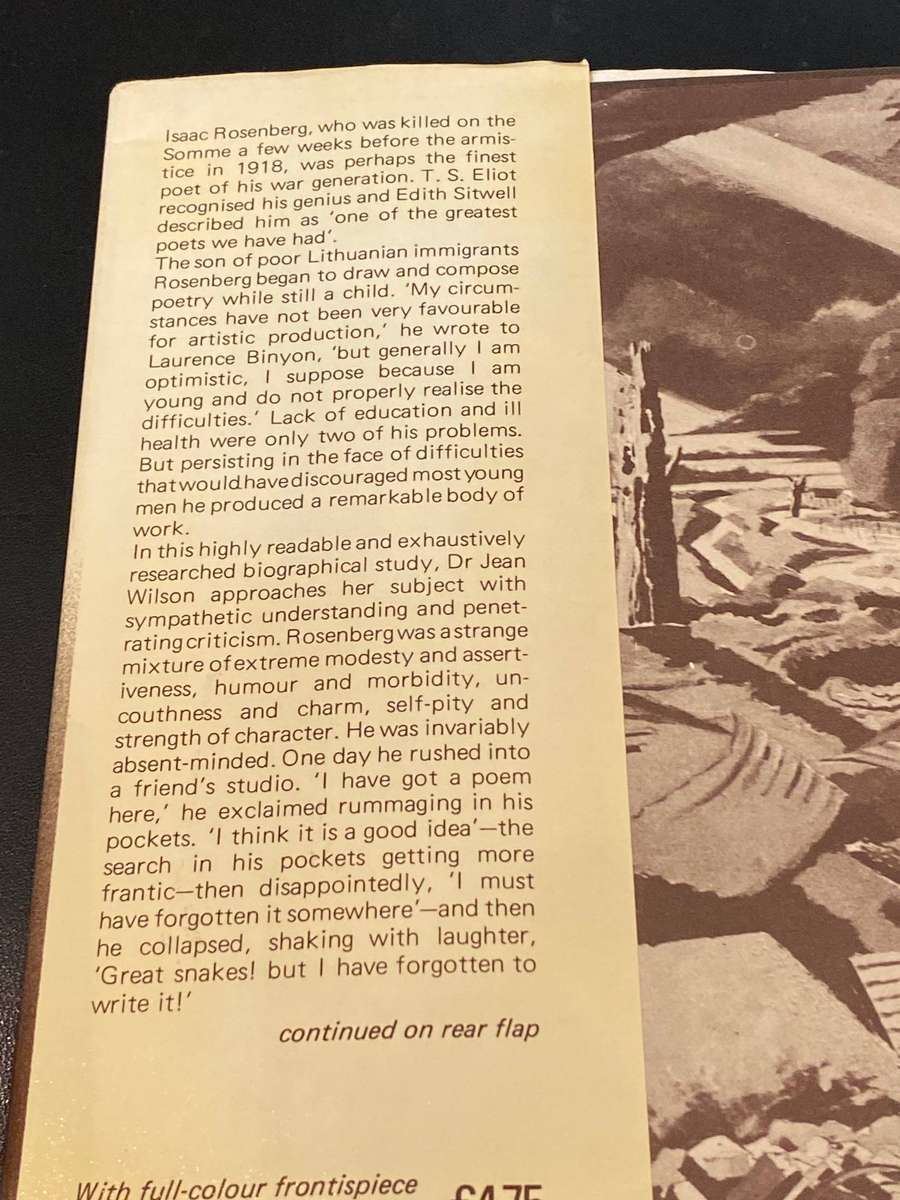 ISAAC ROSENBERG POET AND PAINTER A BIOGRAPHY BY JEAN MOORCROFT WILSON
