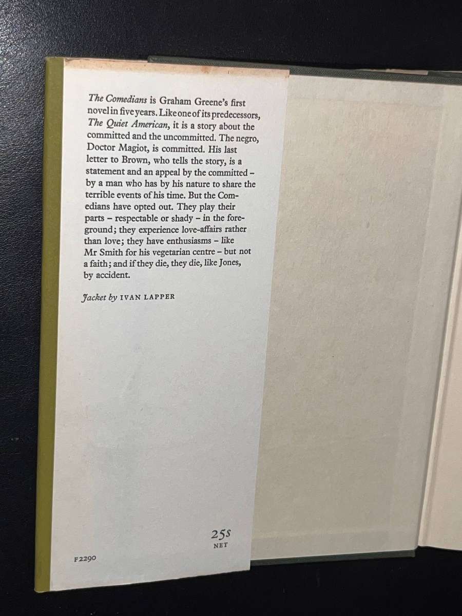 THE COMEDIANS BY GRAHAM GREENE 1966 1ST EDITION