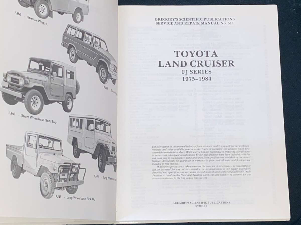 GREGORY'S LAND CRUISER FJ SERIES (PETROL) 1975/1984 SERVICE AND REPAIR MANUAL