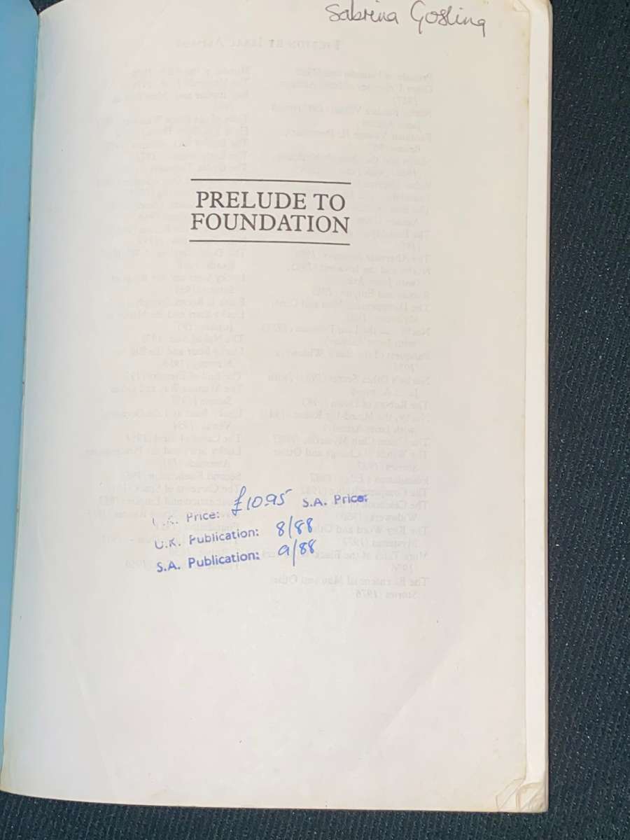 PRELUDE TO FOUNDATION BY ISAAC ASIMOV UNCORRECTED PROOF