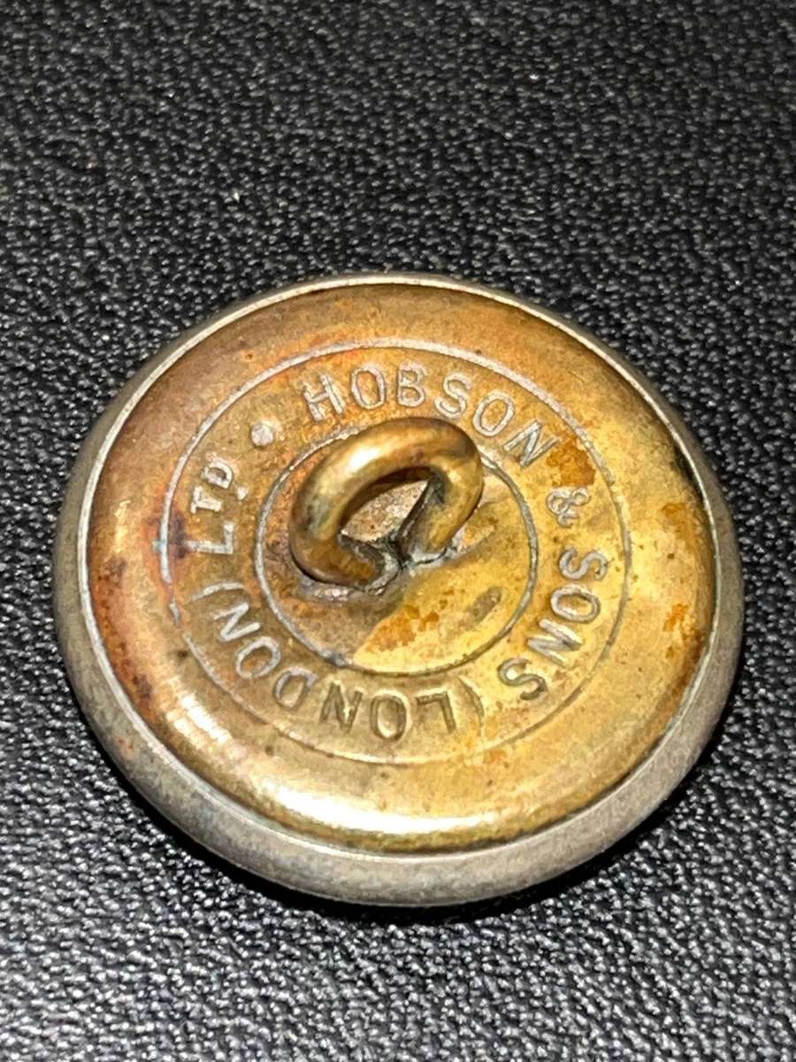 ANTIQUE SILVERED MILITARY BUTTON BY HOBSON AND SONS LONDON