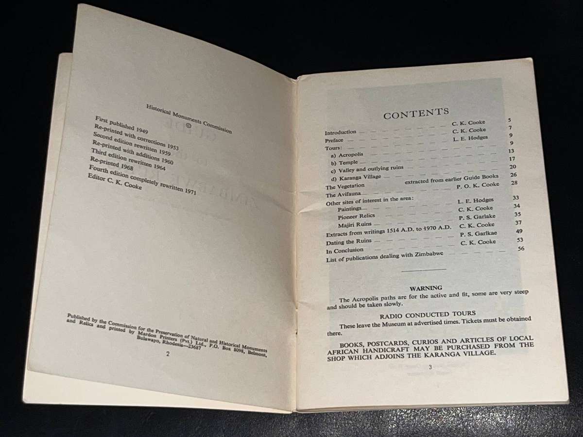 A GUIDE TO THE ZIMBABWE RUINS 1971