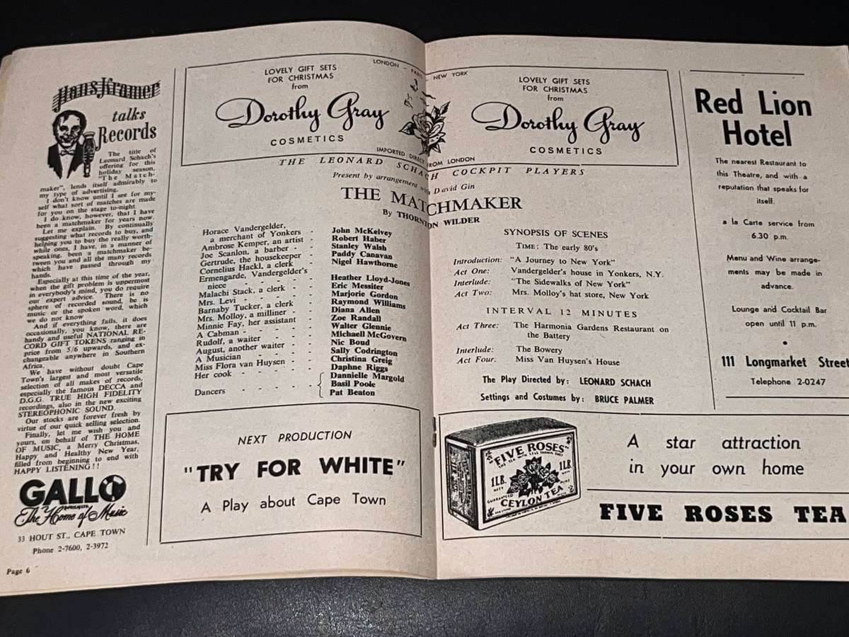 THE MATCHMAKER LEONARD SCHACH COCKPIT PLAYERS 1958/1959 PROGRAMME