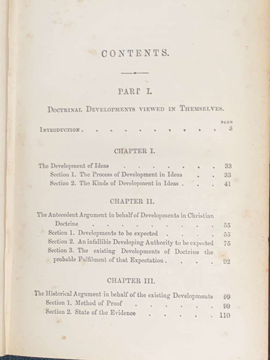 DEVELOPMENT OF CHRISTIAN DOCTRINE BY J.H. NEWMAN 1890