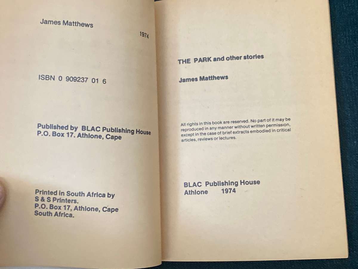 THE PARK AND OTHER STORIES BY JAMES MATTHEWS