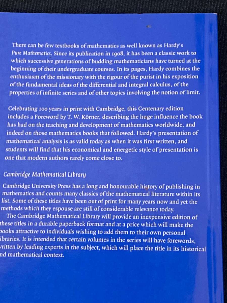 A COURSE ON PURE MATHEMATICS BY G.H. HARDY