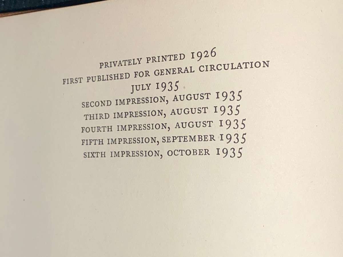 PILLARS OF WISDOM A TRIUMPH BY T.E. LAWRENCE 1935