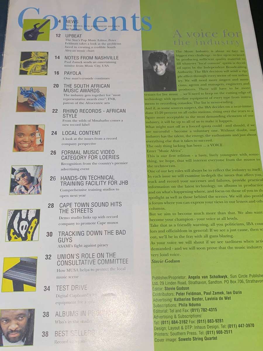 MUSIC AFRICA MAGAZINE VOL 1 NO. 1JULY/AUGUST 1995
