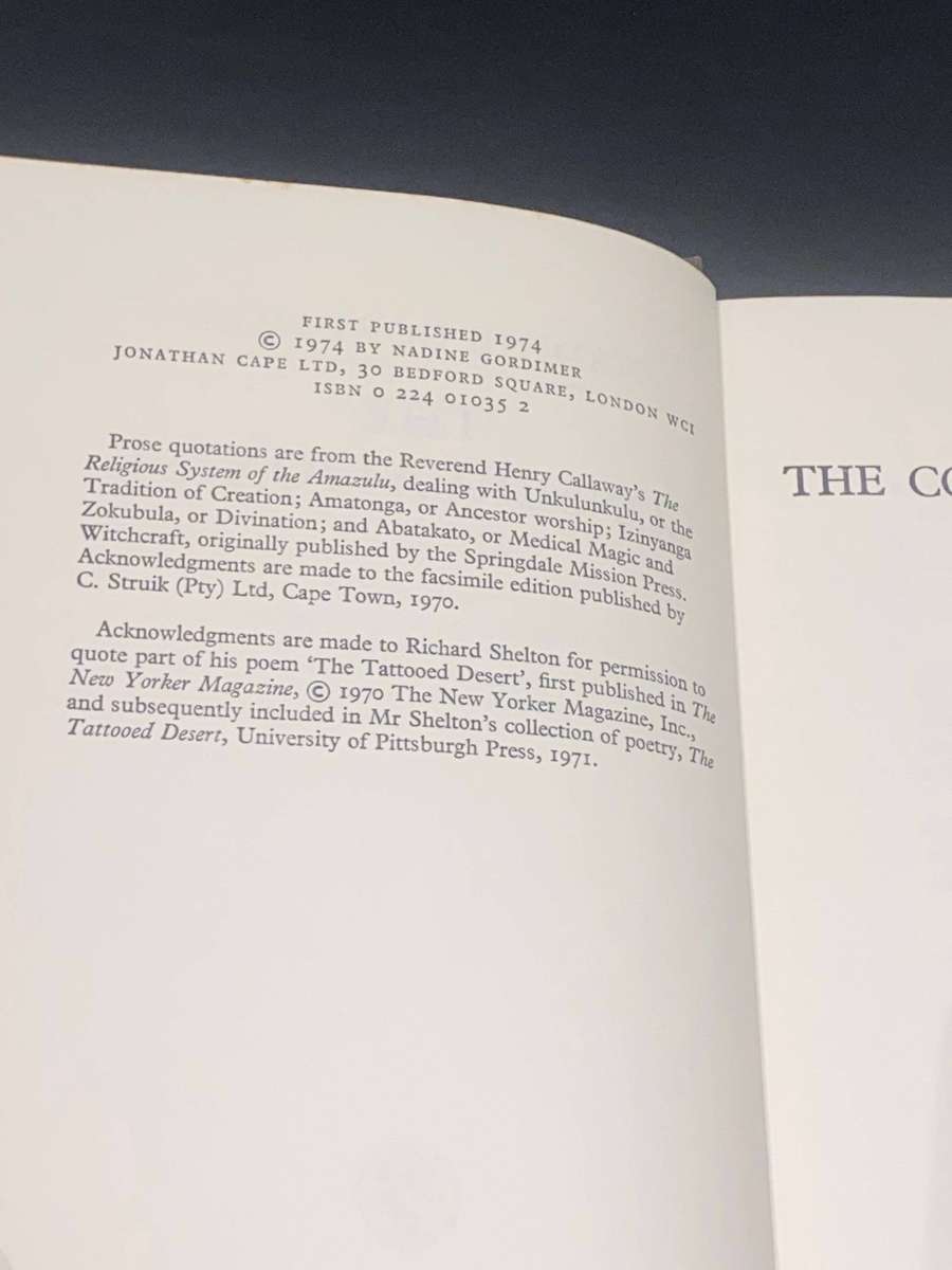 THE CONSERVATIONIST BY NADINE GORDIMER 1ST EDITION 1974
