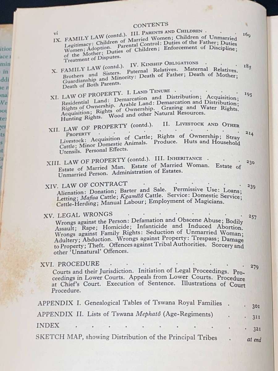 A HANDBOOK OF TSWANA LAW AND CUSTOM BY I. SCHAPERA