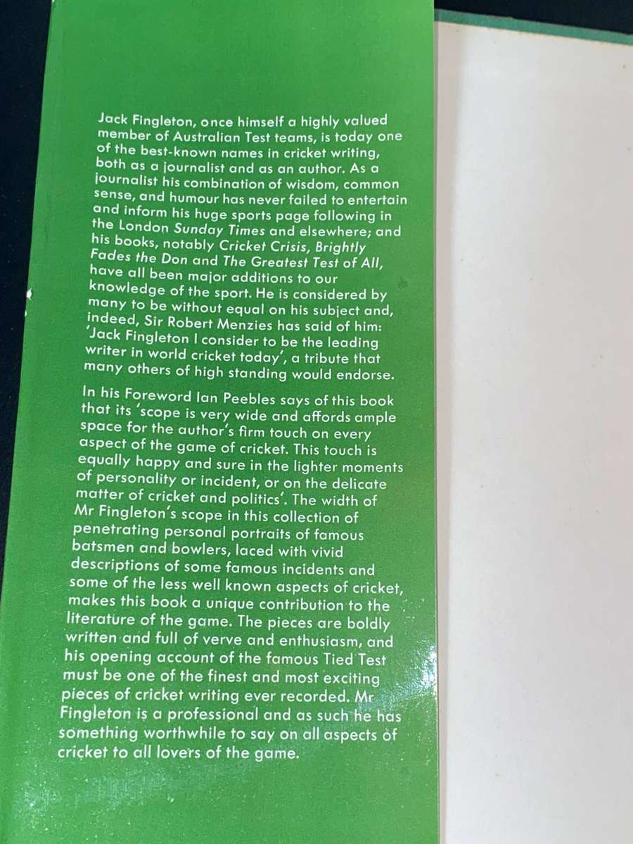FINGLETON ON CRICKET - JACK FINGLETON