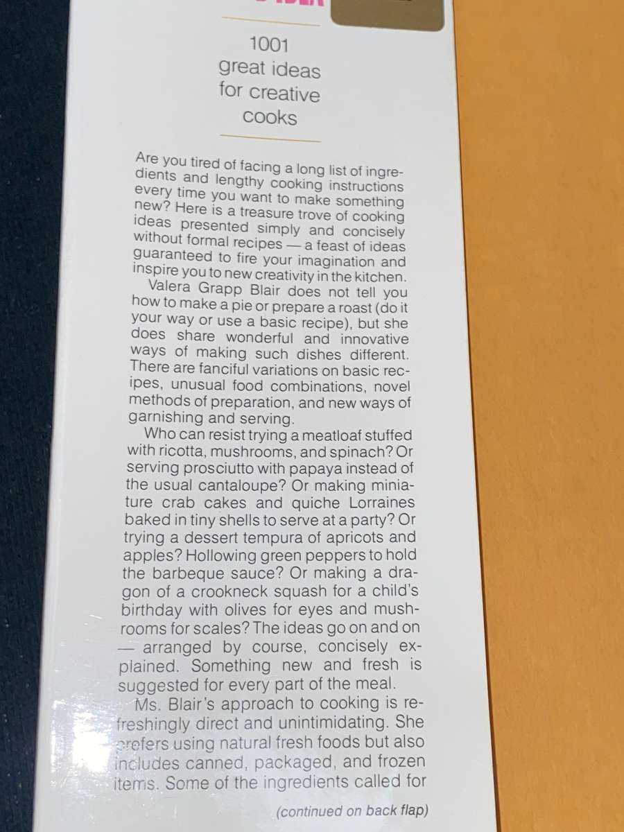 THE COOK'S IDEA BOOK 1001 GREAT IDEAS FOR CREATIVE COOKS BY VALERA GRAPP BLAIR