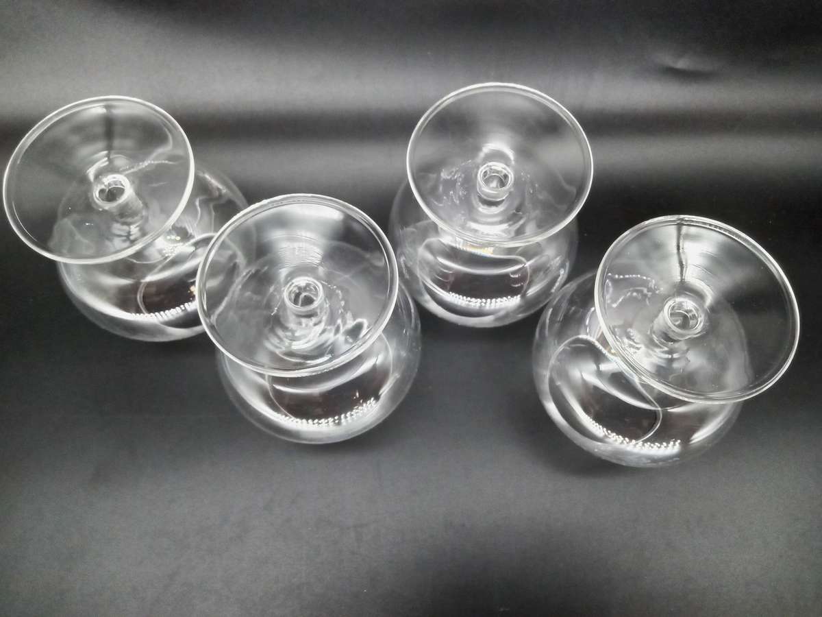 Vintage Martell Cognac Glasses, (Set of 4) 9cm x 8cm x 5cm, base is 6cm wide