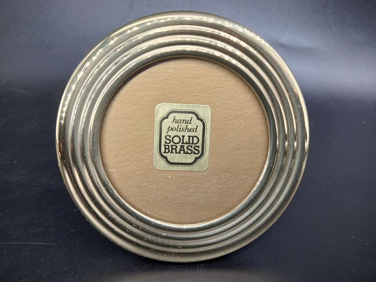 Vintage! Solid Brass Round Photo Frame 6.3cm Unused & Boxed
