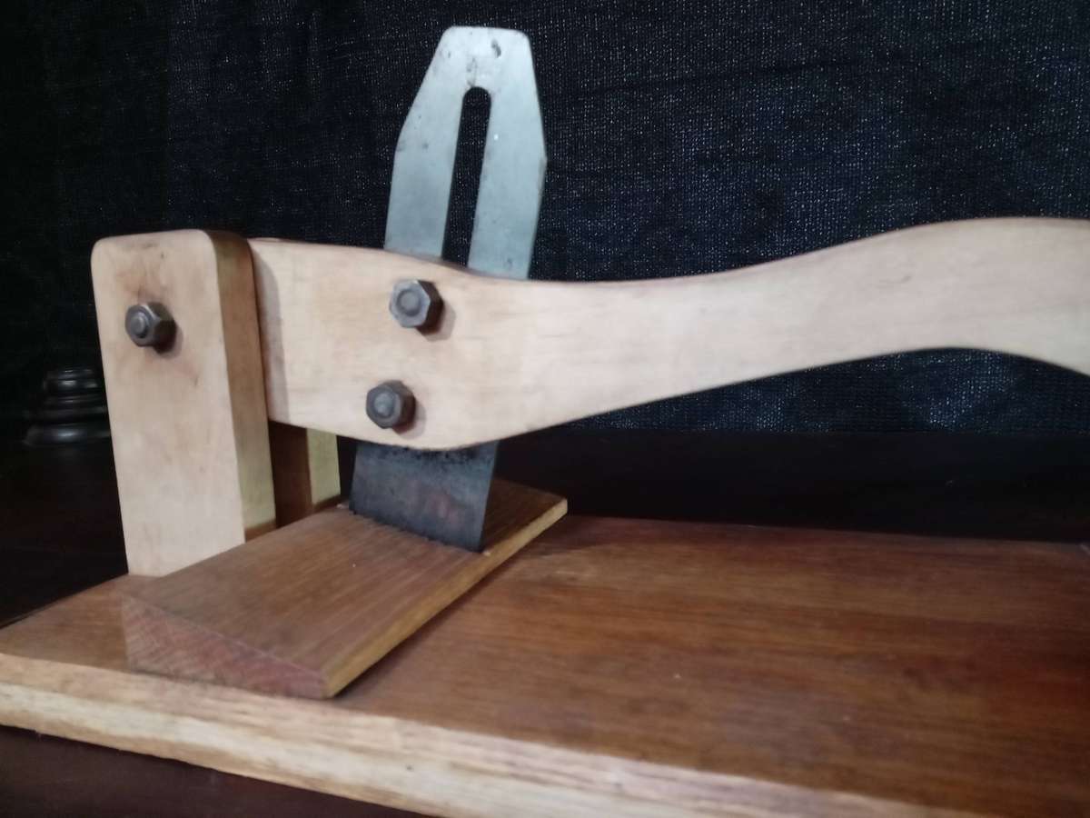 Rustic South Afr1can Handmade Wooden Biltong Slicer With Adjustable Blade(47cm x 20cm x 16cm)