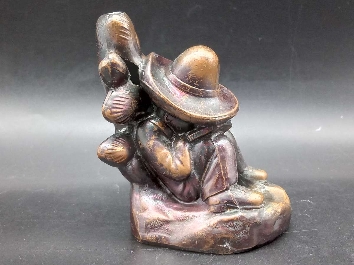 Vintage! Japan - Bronze Metal Statue - Mexican sleeping