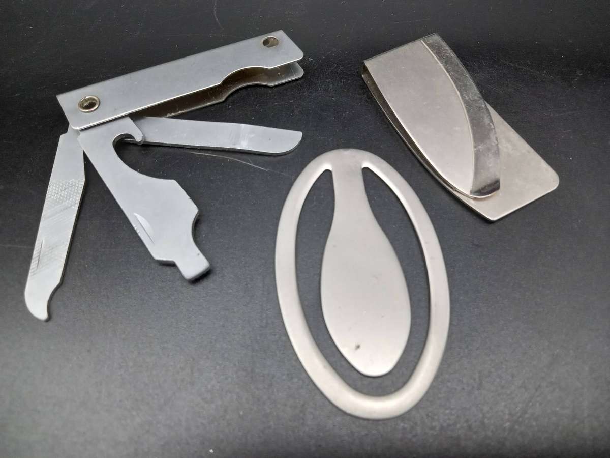 Stainless Steel - Men's Lot - Bracelet, Ring, Money Clips, Multi-tool