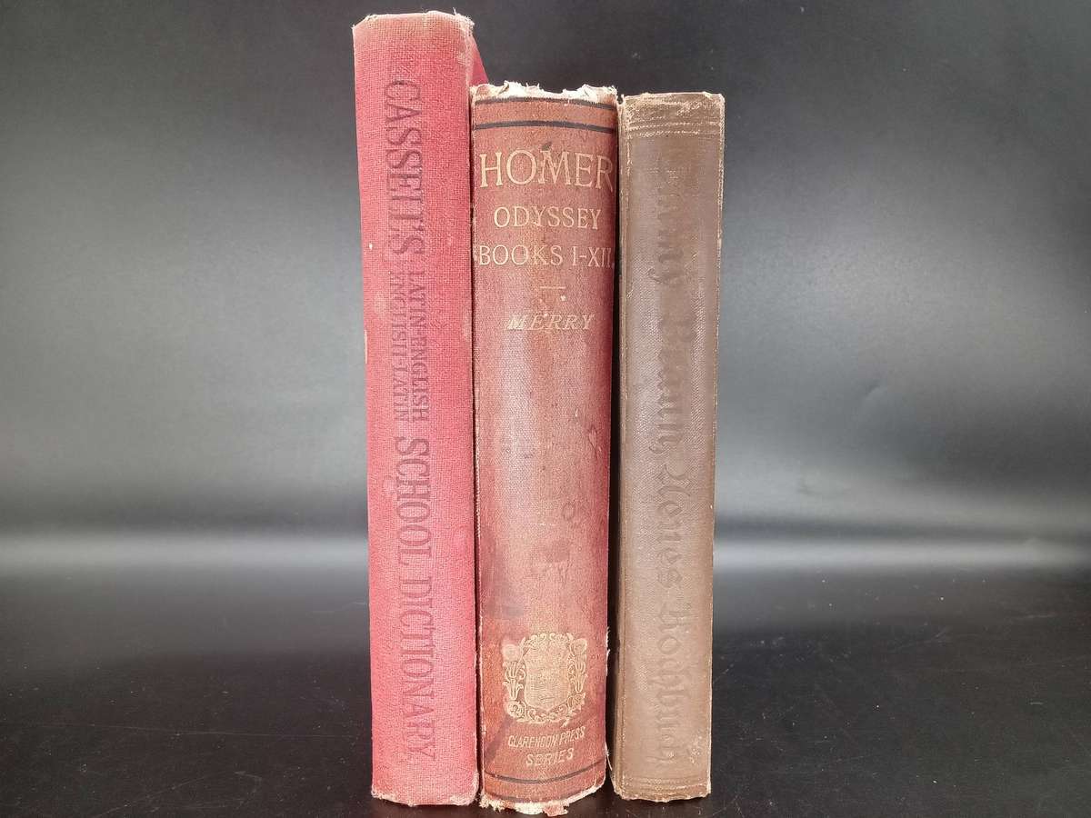 Selection of Antique Foreign Language Books Including Latin - English Dictionary