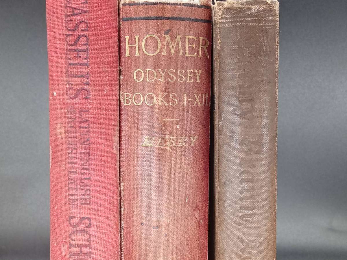 Selection of Antique Foreign Language Books Including Latin - English Dictionary