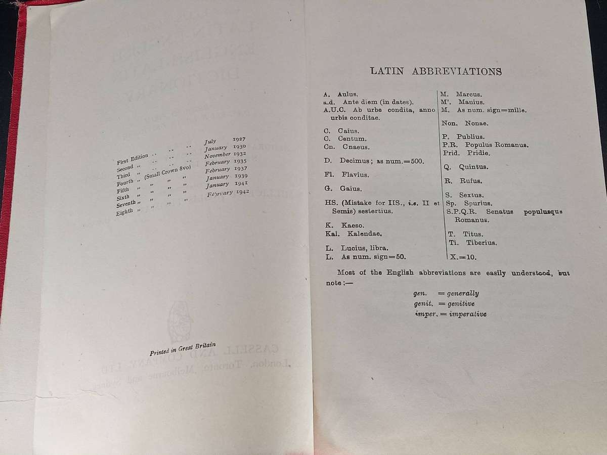 Selection of Antique Foreign Language Books Including Latin - English Dictionary