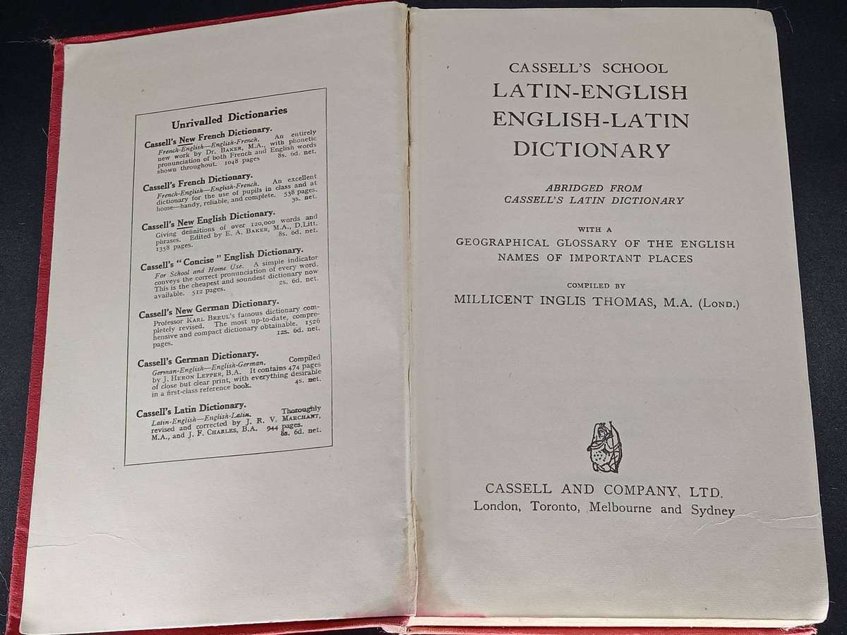 Selection of Antique Foreign Language Books Including Latin - English Dictionary