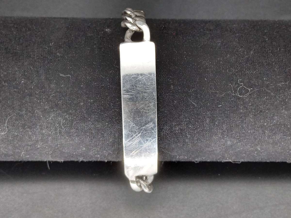 Vintage! Mens Sterling Silver Identity Curb Link Bracelet - 20cm / 26.60 grams
