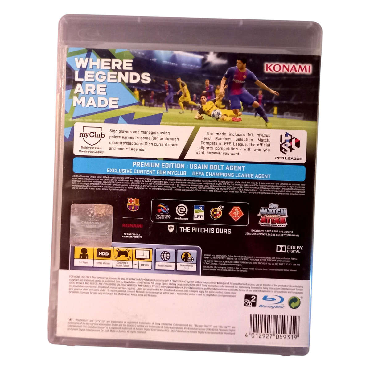 PES 2018  Pro Evolution Soccer PS3 Game Complete in Box Very Good Condition Konami Football