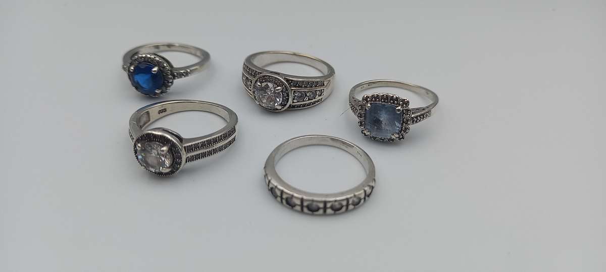 Lot of 5 Sterling Silver Rings /2/