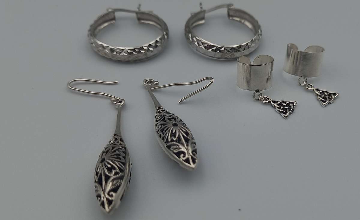 Lot Sterling Silver Earrings