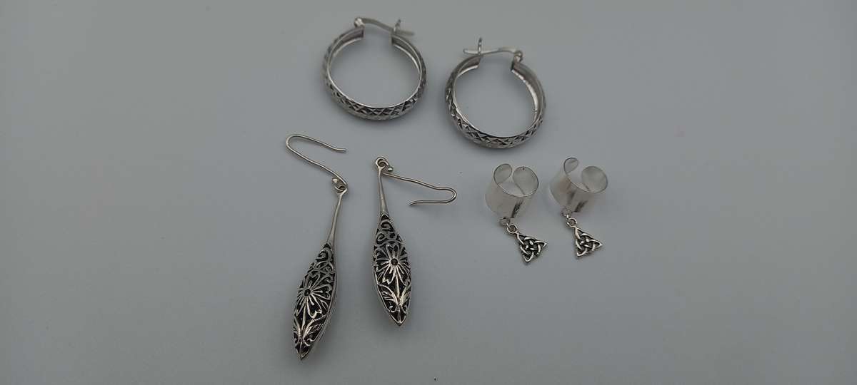 Lot Sterling Silver Earrings
