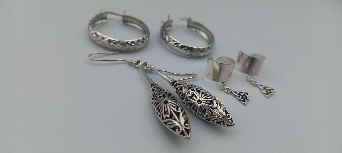 Lot Sterling Silver Earrings