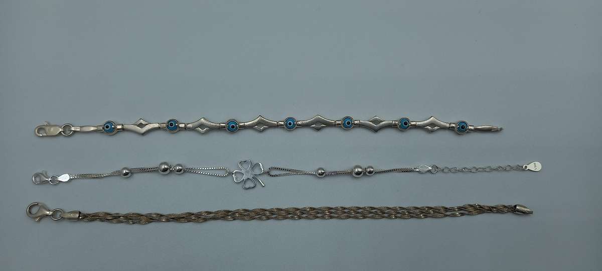 Lot of 3 Sterling Silver Bracelets