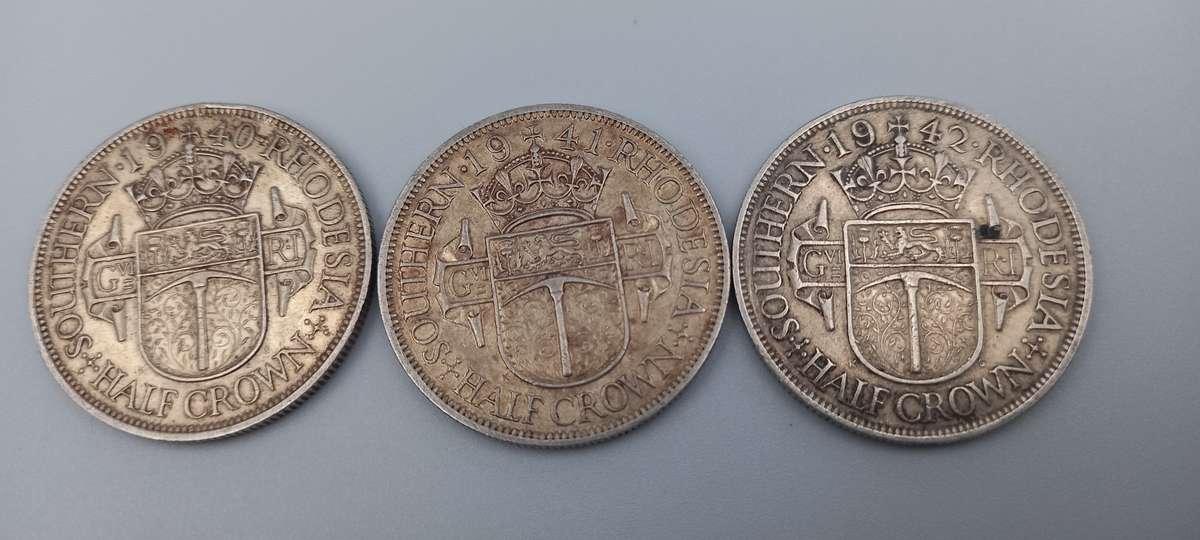1940. 41 and 42 Southern Rhodesians Half Crowns 92.5% Silver