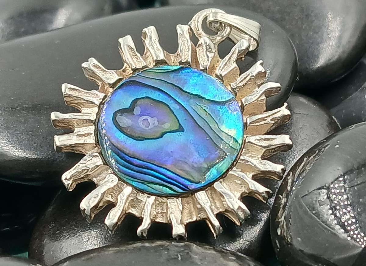 Sterling Silver Sun Pendant with Shell
