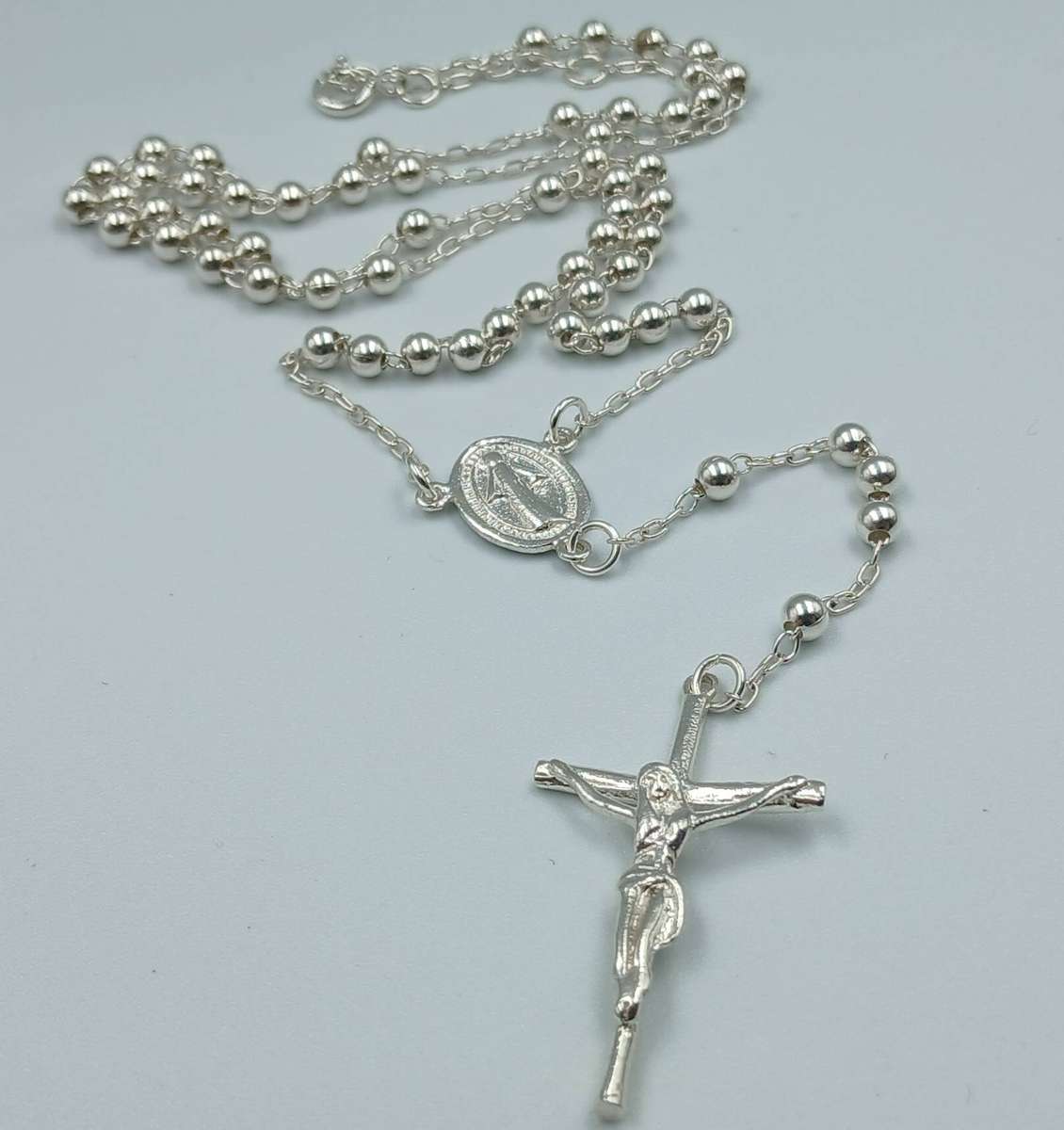Sterling Silver Rosary Necklace
