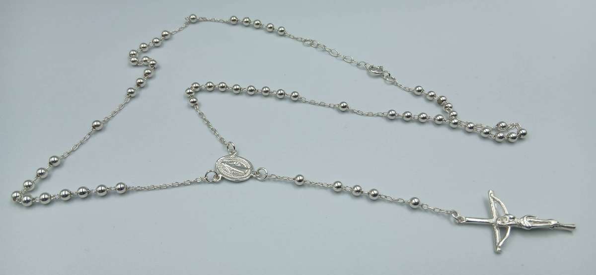 Sterling Silver Rosary Necklace